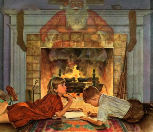 Children thinking about santa claus